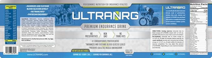 Endurance Drink Mix, Vanilla (35g,40 servings) Liquid nutrition for athletes.Regulates spikes in blood glucose levels. Prevents Skeletal Muscle Breakdown.No Preservative-Non GMO-No Trans Fats