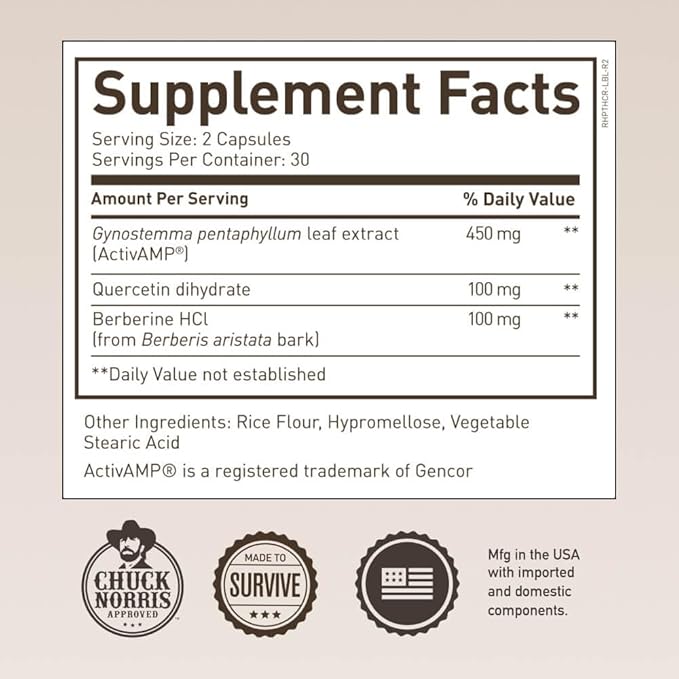 Three Hit Combo – Burn Fat, Boost Energy, and Support Wellness with Berberine, Gynostemma, and Quercetin. 30-Day Supply (60 Capsules) Weight Management by Chuck Norris