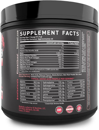 Premium Multi Collagen Peptides Protein Powder (1, 2, 3, 5 & 10) with Vitamin C, Biotin, Hyaluronic Acid, for Hair Skin and Nails - Marine, Bovine, Chicken & Eggshell (Strawberry, 45 Servings)