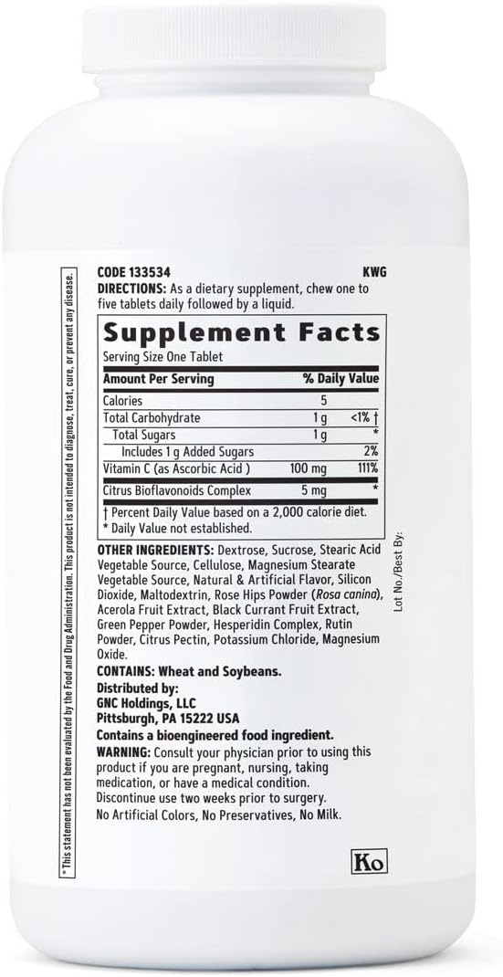 GNC Chewable C 100mg | Provides Immune Support | Mixed Fruit | 360 Count