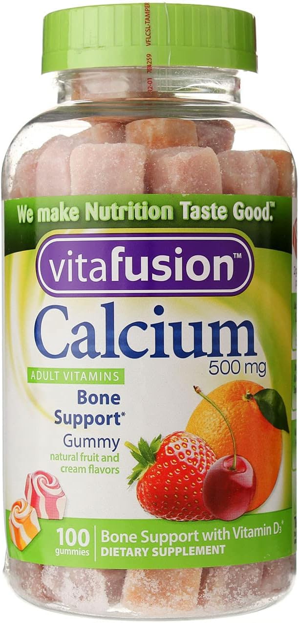 VitaFusion Calcium 500 mg Dietary Supplement Gummies Natural Fruit and Cream Flavors - 100 ct, Pack of 2