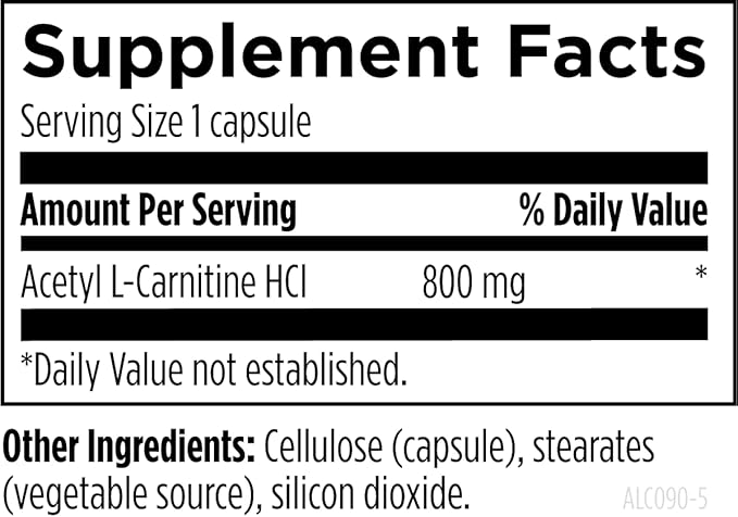 Designs for Health Acetyl L-Carnitine Capsules 800mg - Energizing Brain Support - Non-GMO, Vegetarian Acetyl L-Carnitine HCl Supplement (90 Capsules)