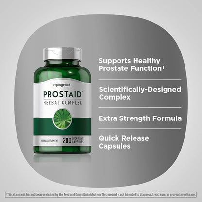 Piping Rock Prostate Supplement for Men | ProstAid Herbal Complex | 200 Capsules | Non-GMO, Gluten Free