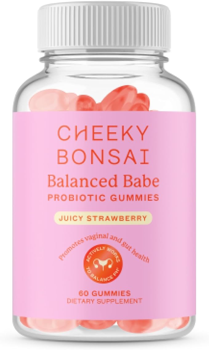 Cheeky Bonsai Balanced Babe Probiotic Gummies for Women, Juicy Strawberry Flavor 60 Count, Probiotic for Women, Urinary Tract Health, Vaginal Health, and pH Balance, 5 Billion CFUs