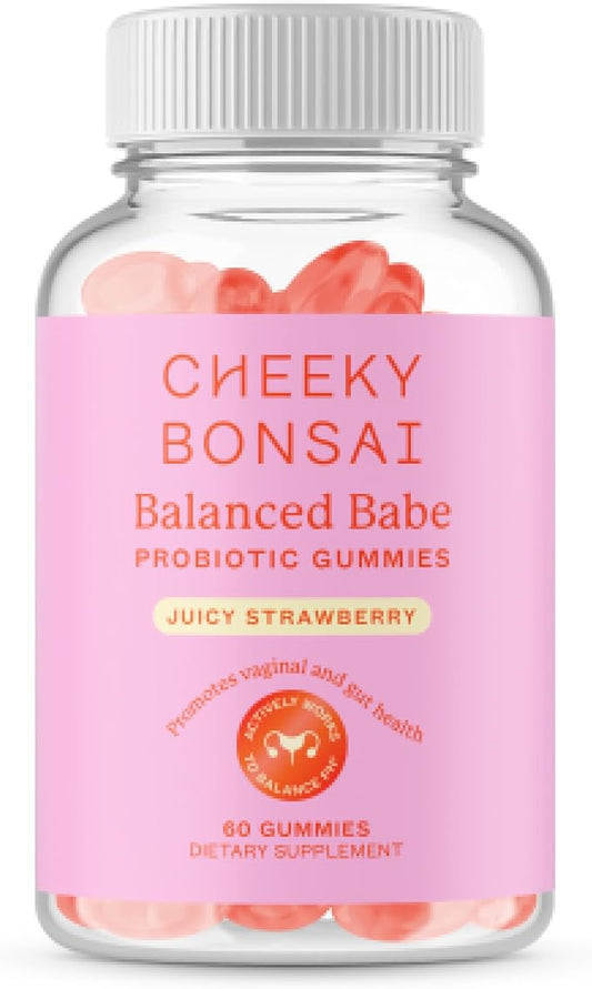 Cheeky Bonsai Balanced Babe Probiotic Gummies for Women, Juicy Strawberry Flavor 60 Count, Probiotic for Women, Urinary Tract Health, Vaginal Health, and pH Balance, 5 Billion CFUs