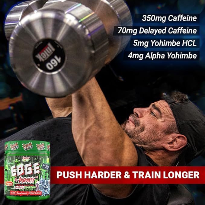 Psycho Pharma Strongest High Stim Preworkout Powder - Edge of Insanity - Most Intense Pre Workout Supplement for Pumps, Strength, Energy and Feel Good Focus. Rivals Famous PWOs of The Past