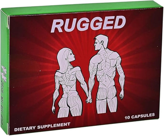 Rugged Male Enhancing Supplement for Men. Fast Acting Male Libido Booster for Men With 10 Potent Ingredients - Tongkat Ali + 9 More for Blood Flow, Energy, Stamina, Endurance, Performance 10 Capsules