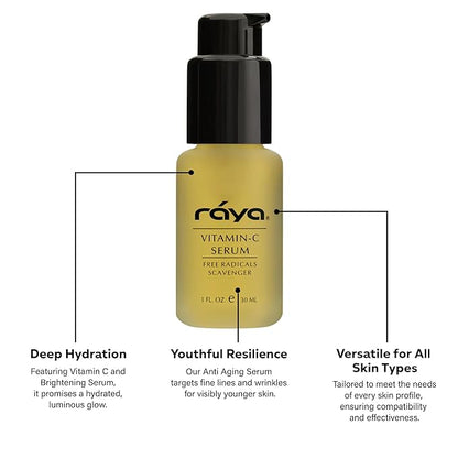 RAYA Advanced Anti-Aging Face Serum | Radiance-Boosting, Lightening Serum for All Skin Types | Vitamin C Skincare Serum for Discoloration Correction & Complexion Improvement | Face Serums