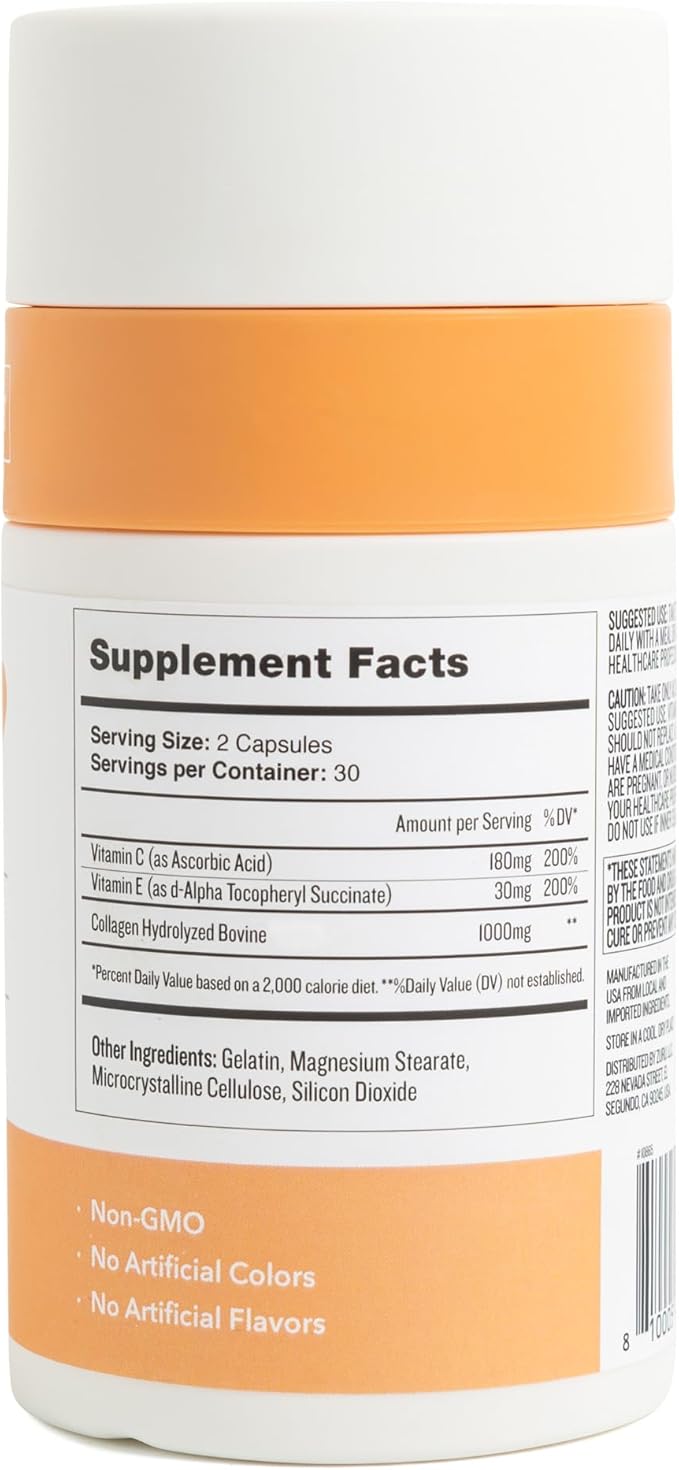 Health by Habit Collagen Supplement (60 Capsules) - Vitamin C & Vitamin E, 2000mg, Collagen Peptides, Superior Absorption, Support Your Skin, Non-GMO, Sugar Free (1 Pack)