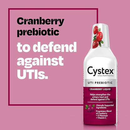 Cystex Urinary Tract Infection Support and Prevention for Men and Women, Cranberry Prebiotic Supplement for UTI Protection & Urinary Health Maintenance, D-Mannose & Vitamin C, 7.6 oz (2 Pack)