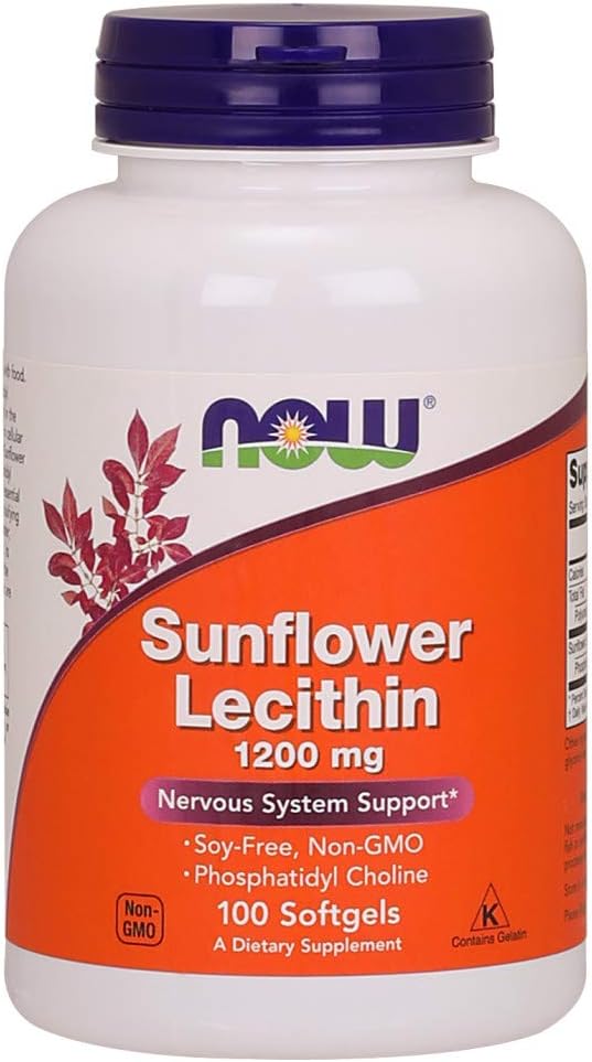 NOW Foods Supplements, Sunflower Lecithin 1200 mg with Phosphatidyl Choline, 100 Softgels