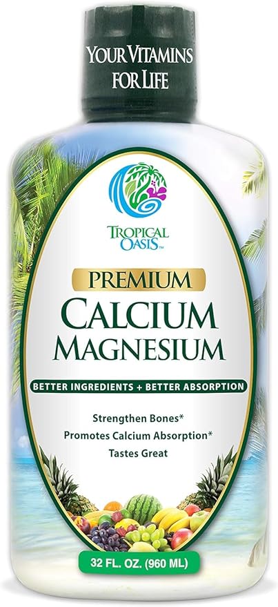 Premium Liquid Calcium Magnesium Citrate - Natural formula w/ support for strong bones - Liquid Vitamin Supplement w/ Calcium, Magnesium, Boron & Vitamin D3 – Up to 98% Absorption Rate- 32oz, 64 Serv