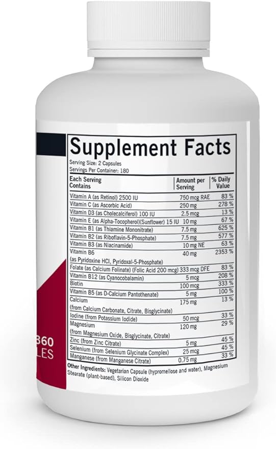 Kirkman - Super Nu-Thera - 360 Capsules - Comprehensive Multivitamin - with Vitamin B6 & Magnesium Content - Hypoallergenic