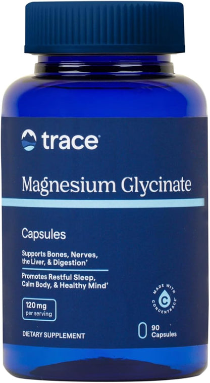 Trace Minerals Magnesium Glycinate 120mg - Bone Strength & Muscle Support - Magnesium Supplement to Aid Healthy Sleep Patterns & Relaxation - Support Nerve Function - 90 Capsules (90 Servings)