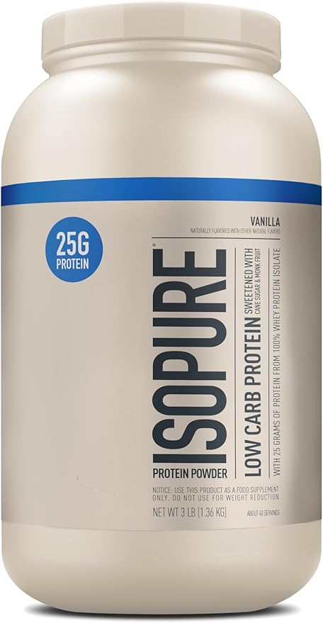 Isopure Protein Powder, Whey Protein Isolate Powder with Vitamin C & Zinc for Immune Support, 25g Protein, Low Carb & Keto Friendly, Flavor: Vanilla, 3 Pound (Packaging May Vary)