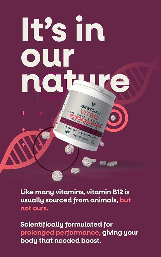 Vegan Vitamin B12 Sublingual Energy Supplements — Metabolism Vitamins & Health Supplements — Daily Supplements (60 Vitamin Tablets)