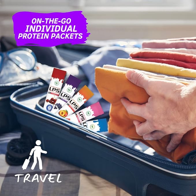 Nutritional Designs LPS Liquid Collagen & Whey Protein Supplement - Non-GMO Drink, Sugar-Free - Promotes Healthy Skin & Hair for Men & Women, Single Serve (Variety Box, 60 Packets)