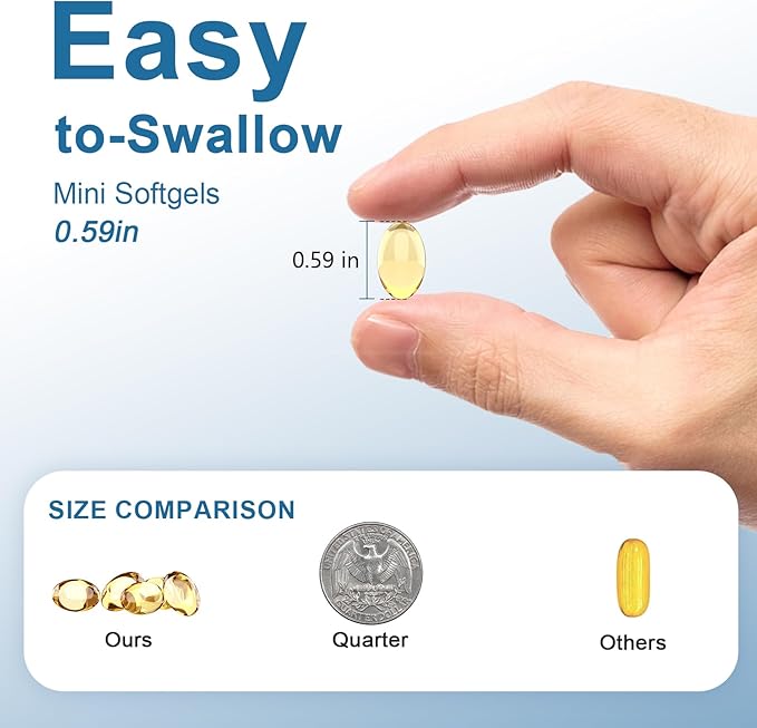 Fish-Oil Omega3-EPA DHA-Supplement Burpless-Softgels - 120Capsules 1440 mg per Serving Mini Size Healthy Heart Support Fatty Acids Supplement Helps Maintain Healthy Triglyceride Levels