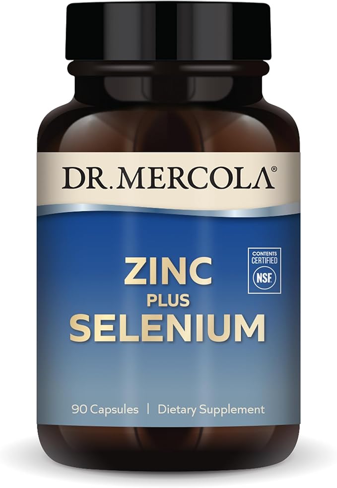 Dr. Mercola Zinc Plus Selenium, 90 Servings (90 Capsules), Dietary Supplement, Supports Immune Health, Non GMO, NSF Certified