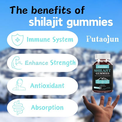 Shilajit for Man,Woman & Kid.Shilajit Gummies or shilajit Supplement.1000mg Shilajit,200mg Ashwagandha,200mg Chaga,100mg Ginseng,100mg Saw Palmatto,60mg Black Seed Oil