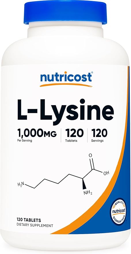 Nutricost L-Lysine 1000mg, 120 Tablets - Gluten Free, Non-GMO, and Vegetarian Friendly