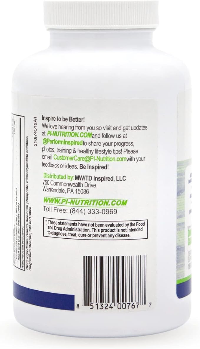 Performance Inspired Nutrition Apple Cider Vinegar Natural Capsules Supports Healthy Weight Loss - Blood Sugar & Immune System - Water Balance - Big- 180 Count