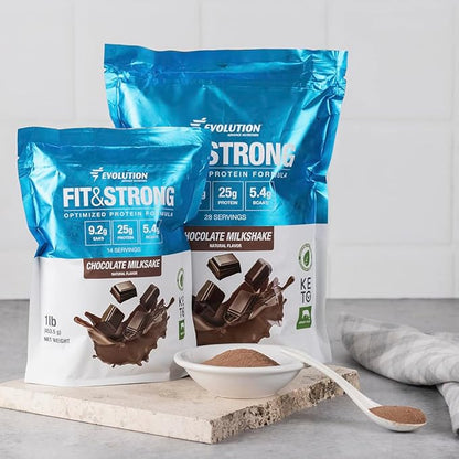 Evolution Advance Nutrition Fit & Strong - Pure Whey Protein Powder with BCAA, 100% Grass-Fed, Quick Absorbing and Fast Digesting for Optimal Muscle Recovery, Natural Flavor – 2 Pounds (Chocolate)