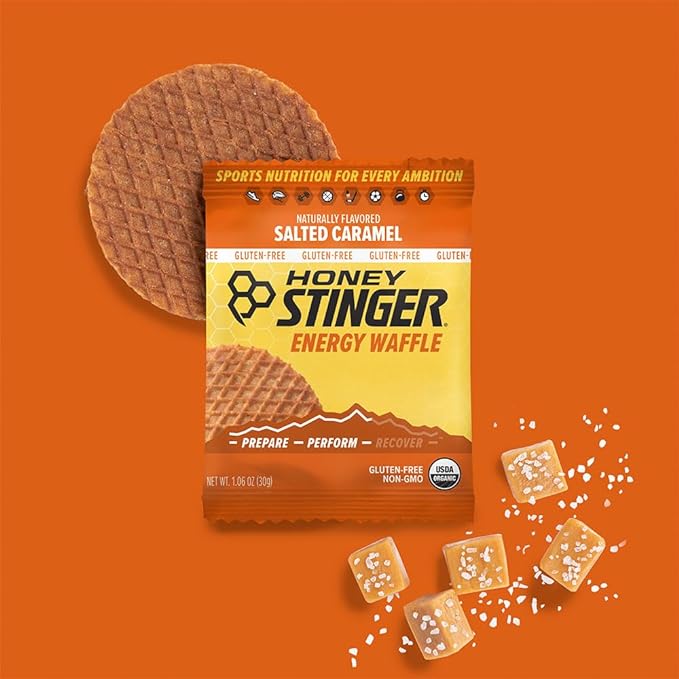 Honey Stinger Gluten Free Organic Waffles -12 Count Variety Pack With Sticker and Polybag - Energy Source - 4 Units Each of Salted Caramel, Cinnamon and Cookies & Cream