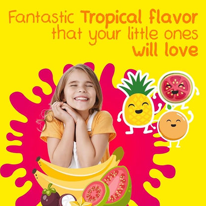 Chewable Magnesium for Kids, Relaxation and Calm Formula, Glycinate, Citrate, Taurate, Vitamin B6, D, C, Natural Pineapple Orange Guava Flavor, Sugar Free, Gluten Free, Non-GMO, 60 Chewable Tablets