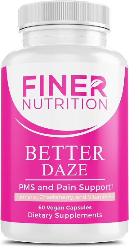 Better Daze- PMS Relief Supplements and Hormonal Support For Women 18+ with Vitamin B6, 60 Capsules