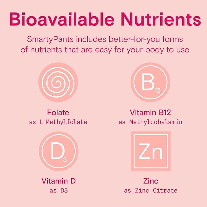 SmartyPants Organic Women's Multivitamin Gummies: Biotin, Methylfolate, Omega 3 (ALA), Vitamin D3, C, Vitamin B12, B6, Vitamin A, K & Zinc, Gluten Free, Vegetarian, 120 Count (30 Day Supply)