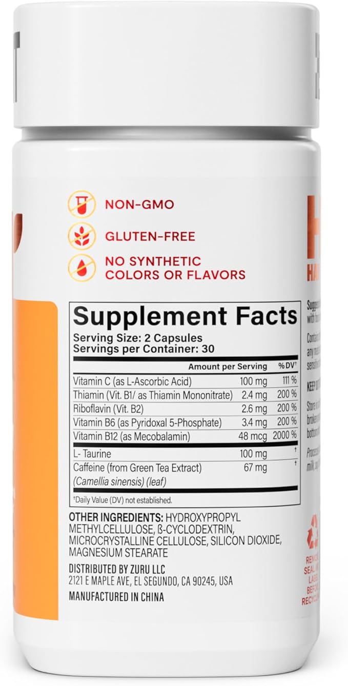 Habit Energy Supplement (60 Capsules) - New Look, Supports Energy, Alertness and Focus, Natural Caffeine, Vitamins B & C, Green Tea Extract, Vegan, Non-GMO (1 Pack)