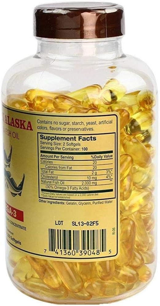 Omega 3 Alaska Deep Sea Fish Oil 1000mg 200 Softgels
