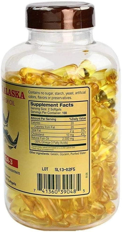 Omega 3 Alaska Deep Sea Fish Oil 1000mg 200 Softgels