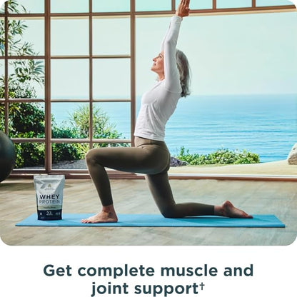 Ancient Nutrition Grass Fed Whey Protein, 23g Protein, Hydrolyzed Collagen Peptides, Organic Regenerative A2/A2 Milk Protein (35 Servings, Vanilla Bean)