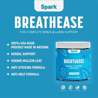 Mullein Leaf Extract for Lungs - Lung Detox Gummies - Daily Respiratory Health Support - Cleanse for Smokers - Allergy, Sinus, and Mucus Relief