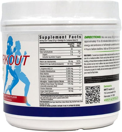 Performance Inspired Nutrition PreWorkout Powder - All Natural - G-Free & Vegan Formula - Contains Citrulline - Nitrosigine - Green Tea - Arginine - Beta Alanine - Tropical Fruit Punch - 32 Servings