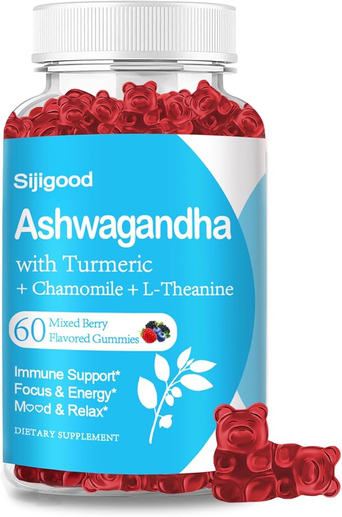 Ashwagandha Gummies with L-theanine, 2500mg Ashwa Root Supplement Gummy for Women Men, 60 Mixed Berry Flavored Gummies