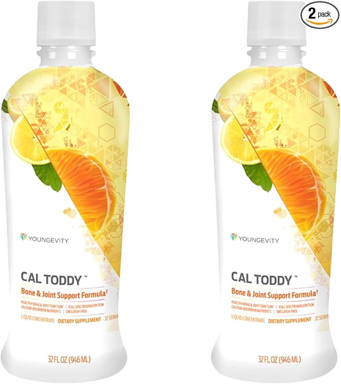 Youngevity CAL Toddy - Calcium (Citrate, Phosphate) Magnesium 1,200mg/600mg - Vitamins D-3, Zinc, Copper, Potassium, Boron and 70+ Trace Mineral Cofactors - Supports Bone Health - 32 Fl Oz (Pack of 2)