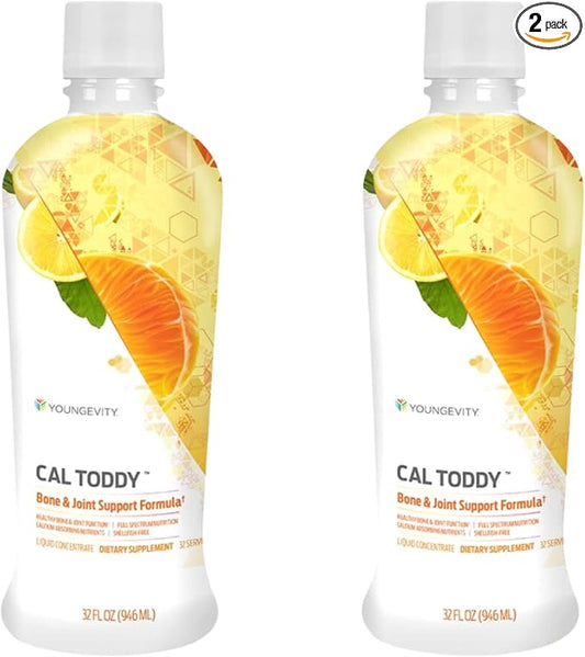 Youngevity CAL Toddy - Calcium (Citrate, Phosphate) Magnesium 1,200mg/600mg - Vitamins D-3, Zinc, Copper, Potassium, Boron and 70+ Trace Mineral Cofactors - Supports Bone Health - 32 Fl Oz (Pack of 2)