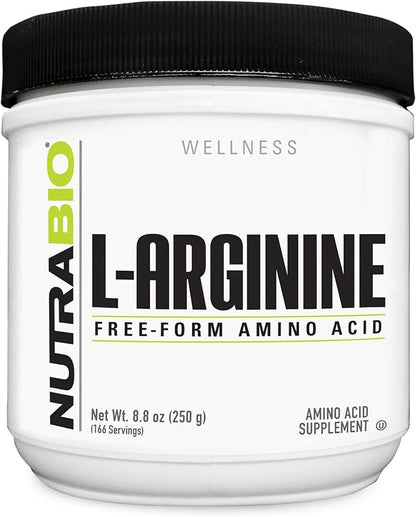NutraBio L-Arginine Supplement, 750mg – Nitric Oxide Precursor, Supports Blood Flow, Vascular Health, and Muscle Growth, 250g