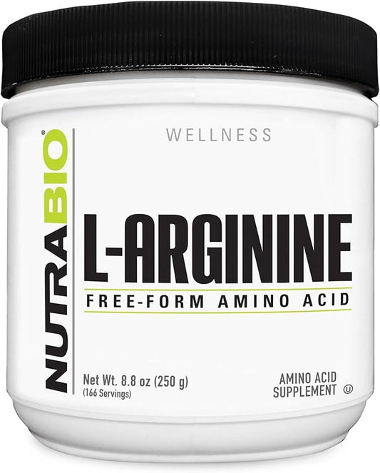 NutraBio L-Arginine Supplement, 750mg – Nitric Oxide Precursor, Supports Blood Flow, Vascular Health, and Muscle Growth, 250g