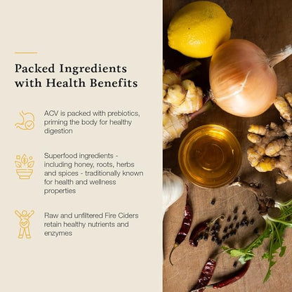 Hany's Harvest Maple Honey Fire Cider – 16 fl oz Glass Bottle | All-Natural, Small-Batch, Handcrafted, Non-GMO, Gluten-Free, Immune & Digestive Support