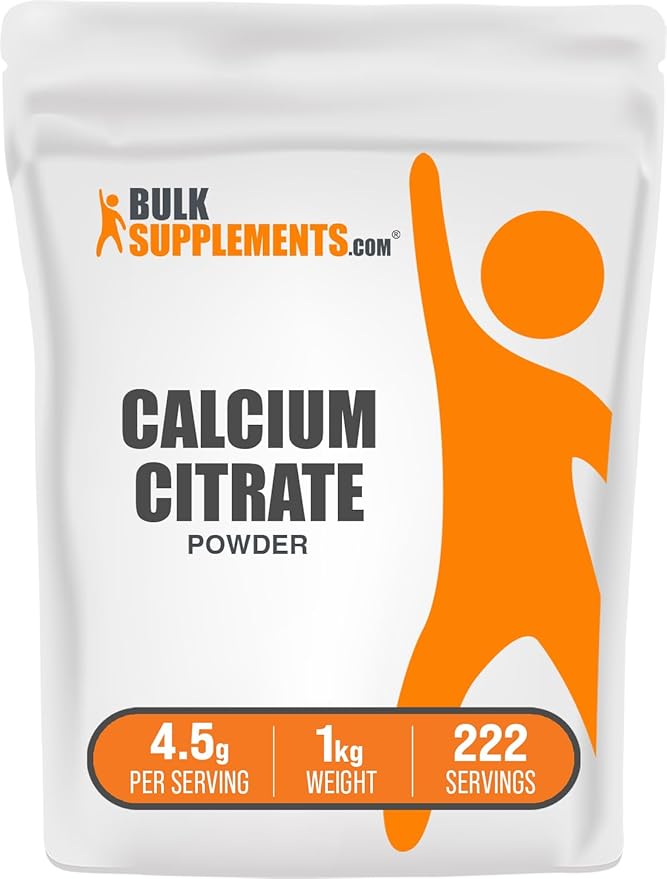 BulkSupplements.com Calcium Citrate Powder - Calcium Citrate Supplement, Calcium Citrate 1000mg - Gluten Free, 4500mg (1000mg Calcium) per Serving, 1kg (2.2 lbs) (Pack of 1)