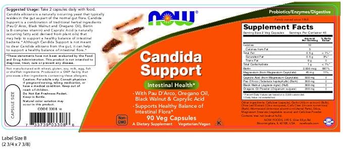 NOW Candida Support, 90 Count (Pack of 2)