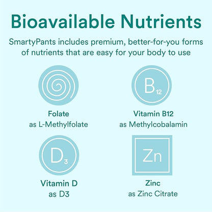SmartyPants Organic Prenatal Vitamins for Women, Multivitamin Gummies: Biotin, Methylfolate, Omega 3 (ALA), Vitamin D3, C, Vitamin B12, B6, Vitamin A, K2 & Zinc, Vegetarian, 180 Count (45 Day Supply)