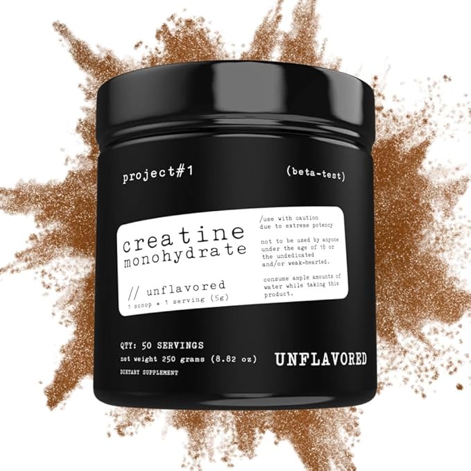 Project #1 Creatine Monohydrate Powder – Premium Performance & Recovery Supplement for Men & Women - Muscle Builder & Strength Enhancer - Unflavored - 5000mg per Serving - 50 Servings