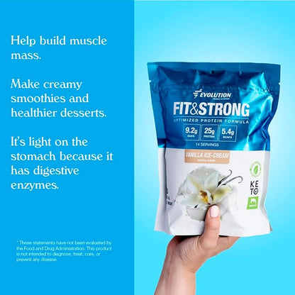 Evolution Advance Nutrition Fit & Strong - Pure Whey Protein Powder with BCAA, 100% Grass-Fed, Quick Absorbing and Fast Digesting for Optimal Muscle Recovery, Natural Flavor – 2 Pounds (Vanilla)