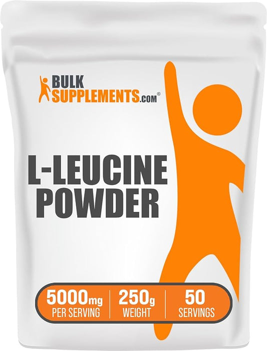 BulkSupplements.com L-Leucine Powder - Leucine Supplements, Leucine Amino Acid - BCAA Supplements, Leucine Powder - Unflavored, 5000mg per Serving, 250g (8.8 oz) (Pack of 1)