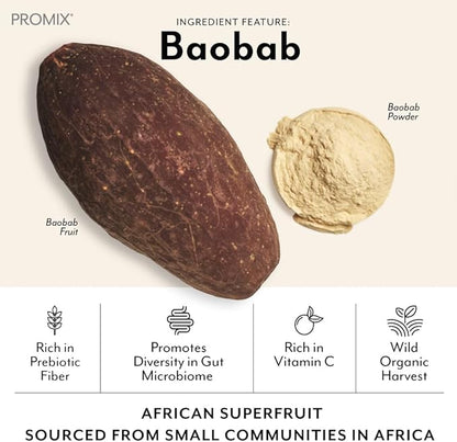 Promix Debloat Prebiotics and Probiotics with Baobab - Rich in Vitamin C, Bloating Relief, Immune Support - Orange - 30 Count